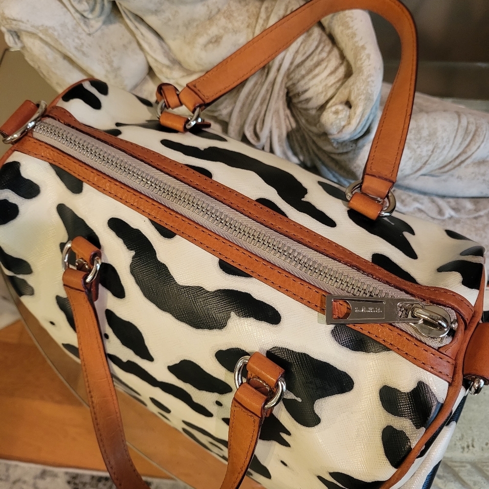 L.A.M.B. by Gwen Stefani Snow Leopard Satchel Designer Leather Vintage  #178 - Picture 6 of 17